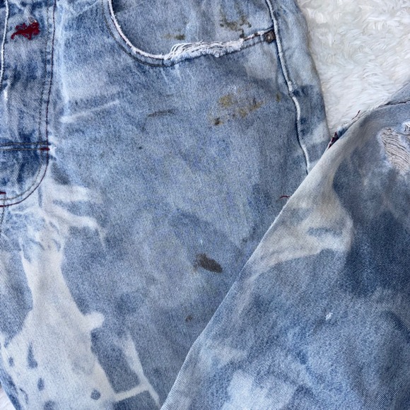 PACO JEANS Mens 36W 32L Light Wash Bleach Distressed Denim jnco pipes silvertab - Picture 2 of 7